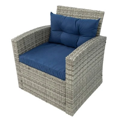 Terrazzo 4pc Outdoor Wicker Seating Set With Cushions - DUKAP - Image 6