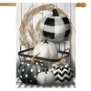 Black & White Pumpkins Fall House Flag Primitive Autumn 28" X 40" Briarwood Lane