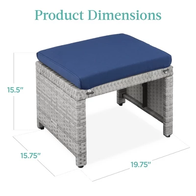 Best Choice Products Set Of 2 Multipurpose Patio Wicker Ottomans W/ Removable Cushions, Steel Frame - Image 6
