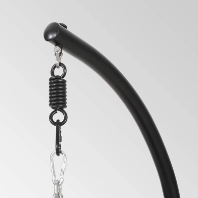 Crumpton Outdoor Wicker Hanging Chair With Stand - Gray/Dark Gray - Christopher Knight Home - Image 2