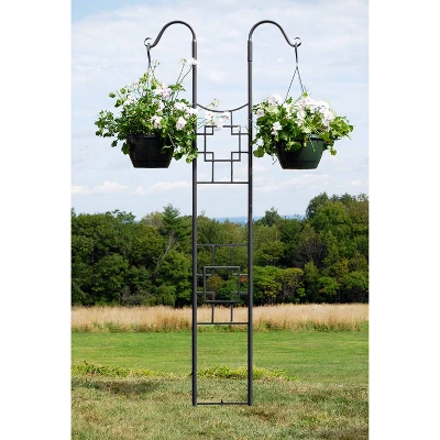 Achla Designs 83.5" Square-on-Square Modern Double Pole Iron Garden Trellis Graphite Powder Coat Finish - Image 2