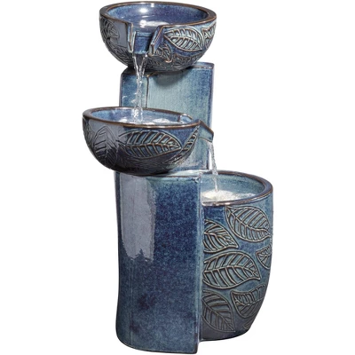 John Timberland Summer Leaves Cascading Bowls Modern Outdoor Floor Water Fountain With LED Light 26" For Yard Garden Patio Deck Porch House Exterior - Image 5