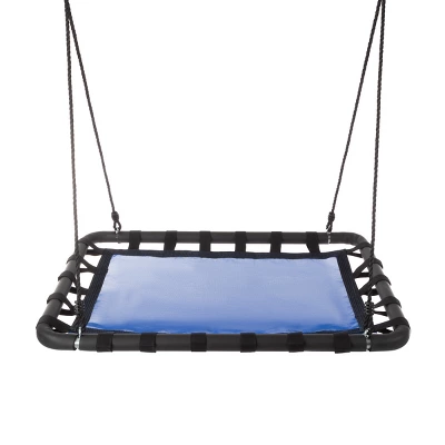 Toy Time Kids' Hanging Platform Swing With Adjustable Rope - 40" X 30"- Blue/Black - Image 7