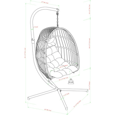 Toluca Hanging Outdoor Boho Egg Chair With Cushion - Saracina Home - Image 11