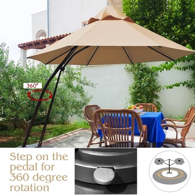 Costway 11FT Outdoor Cantilever Offset Hanging Umbrella W/ Base Wheel - Image 5