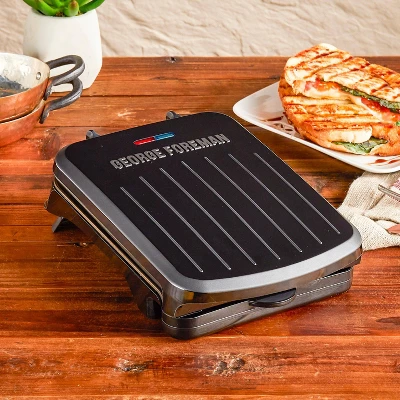 George Foreman 2 Serving Classic Plate Electric Grill & Panini Press - Black - GRS040BZ - Image 4