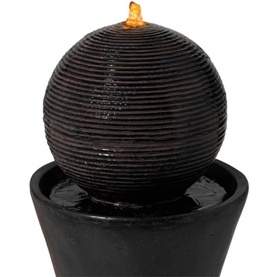 John Timberland Dark Sphere Modern Zen Bubbler Pillar Outdoor Floor Water Fountain With LED Light 30" For Yard Garden Patio Home Deck Porch Exterior - Image 2