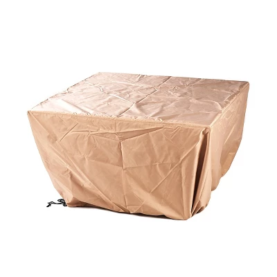 5pc Outdoor Dining Set With 42" Aluminum Square Damask Design Fire Table & Deep Seating Swivel Rocking Chairs - Oakland Living - Image 13