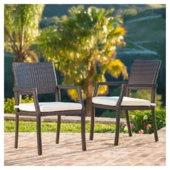 Rhode Island Set Of 2 Wicker Dining Chairs - Multibrown - Christopher Knight Home