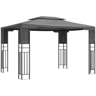 Outsunny 13' X 10' Patio Gazebo Outdoor Canopy Shelter With Double Vented Roof, Storage Shelves, Steel Frame For Lawn, Backyard And Deck - Image 7