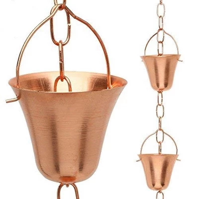 Marrgon Copper Rain Chain With Bell Style Cups For Gutter Downspout Replacement - Image 6