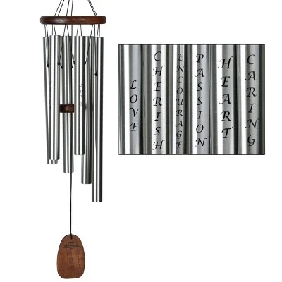 Woodstock Wind Chimes Signature Collection, Affirmation Chime, 25'' Love Silver Wind Chime AFLSB - Image 2