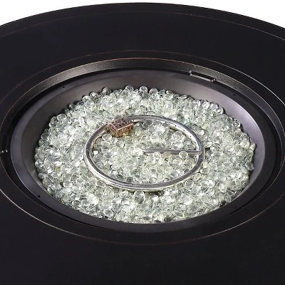 5pc Outdoor Fire Table Set With Hammered 44" Round Fire Table, 4 Deep Seating Swivel Rocking Chairs & Table Fabric Covers - Oakland Living - Image 5