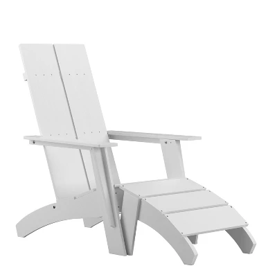 Emma And Oliver Indoor/Outdoor Modern 2-Slat Adirondack Style Chair And Footrest - Image 13