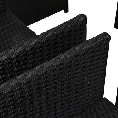 Outsunny 9 Piece Patio Wicker Dining Sets, Space Saving Outdoor Sectional Conversation Set, With Dining Table, Ottoman - Image 7