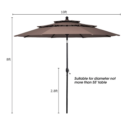 Tangkula Outdoor Auto-tilt Patio Market Umbrella W/ Double Vented - Image 6