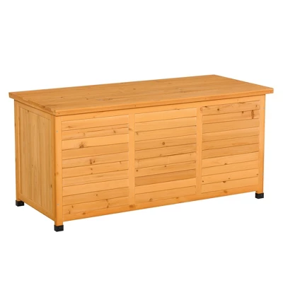 Outsunny 75 Gallon Wooden Deck Box, Outdoor Storage Container With Aerating Gap & Weather-Fighting Finish - Image 3