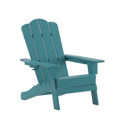 Emma And Oliver Adirondack Chair With Cup Holder, Weather Resistant HDPE Adirondack Chair - Image 11