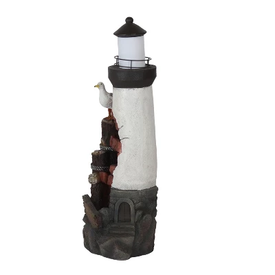Sunnydaze Decor Sunnydaze 36"H Electric Polyresin Gull's Cove Lighthouse Outdoor Water Fountain With LED Light - Image 9