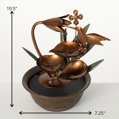 10.5"H Sullivans Copper Hummingbird Fountain, Multicolored - Image 3