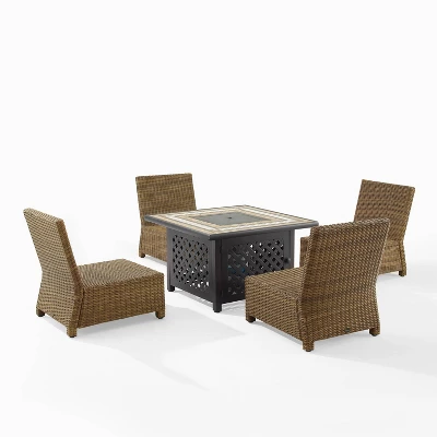 Bradenton 5pc Outdoor Wicker Armless Chair & Fire Table Set - Crosley - Image 8