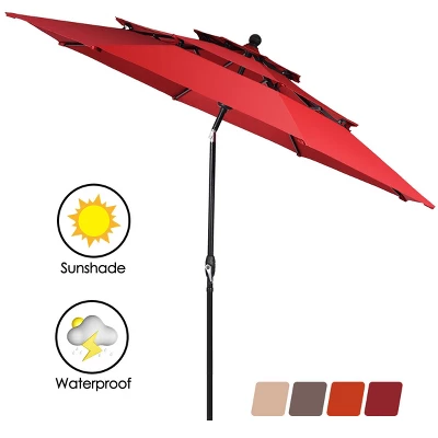 Tangkula Outdoor Auto-tilt Patio Market Umbrella W/ Double Vented - Image 11