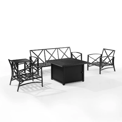 Kaplan 5pc Outdoor Sofa Set With Fire Table - Oatmeal - Crosley - Image 4