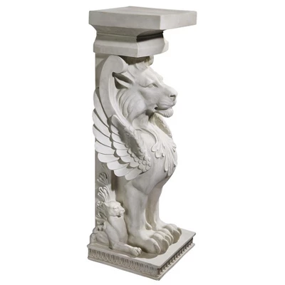 Design Toscano Trapezophoron Sculptural Winged Lion Pedestal