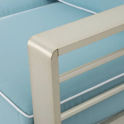 Cape Coral 2pc Aluminum Patio Loveseat & Coffee Table Set - Light Teal - Christopher Knight Home - Image 6