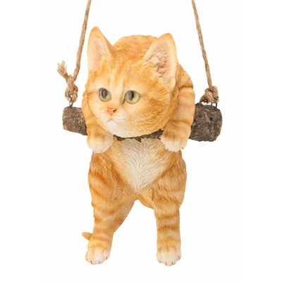 Design Toscano Orange Tabby Kitty On A Perch Hanging Cat Sculpture - Multicolored - Image 2