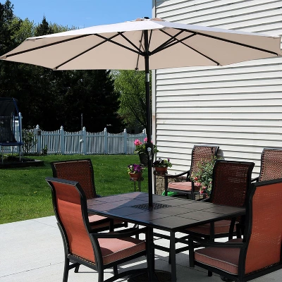 Sunnydaze Decor Sunnydaze Outdoor Aluminum Patio Table Umbrella With Polyester Canopy And Push Button Tilt And Crank - 9' - Image 4