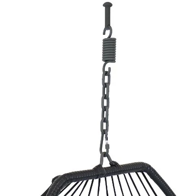 Sunnydaze Decor Sunnydaze Outdoor Resin Wicker Patio Penelope Hanging Basket Egg Chair Swing With Cushions And Headrest - 2pc - Image 2