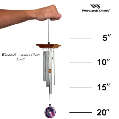Woodstock Wind Chimes Signature Collection, Woodstock Amethyst Chime, Small 21'' Silver Wind Chime WYBR - Image 3
