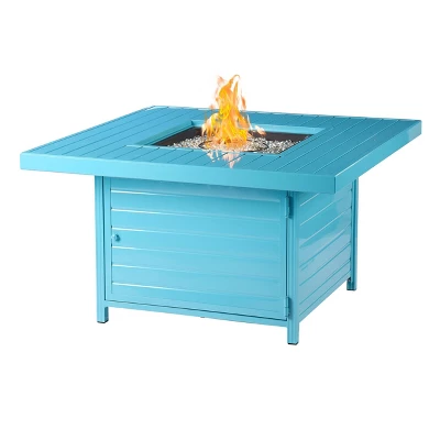 42" Square Aluminum 55000 BTUs Propane Paneled Fire Table With 2 Covers - Oakland Living - Image 9