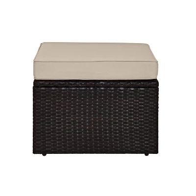 Palm Harbor Outdoor Wicker Ottoman - Sand - Crosley - Image 4