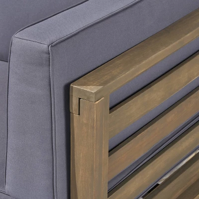 Oana 7pc Acacia V-Shaped Sectional Sofa With Fire Pit Set - Gray/Dark Gray - Christopher Knight Home - Image 2