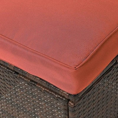 6pc Wicker Outdoor Conversation Set With Cushions & Ottomans - Orange - EDYO LIVING - Image 8