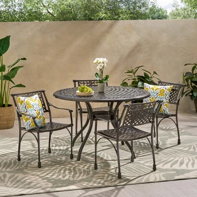 Christopher Knight Home Ridgecrest Outdoor Aluminum 5 Piece Dining Set - Image 11