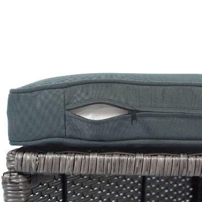 2pc Outdoor Wicker Conversation Sectional Set With Cushions & Half-Moon Side Table For Umbrella - Gray - GODEER - Image 16