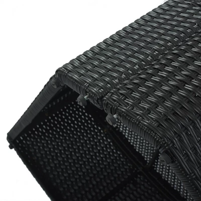 7pc Wicker Patio Seating Set With Cushions & Striped Pillows - Gray - GODEER - Image 13