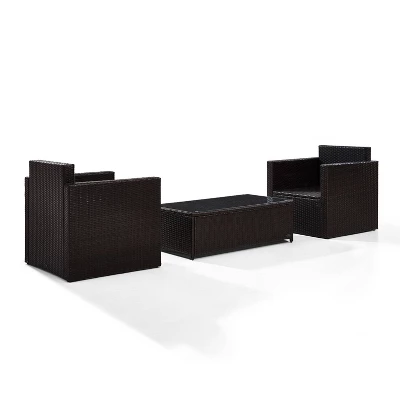 Palm Harbor 3pc All-Weather Wicker Patio Seating Set - Gray Cushions - Crosley - Image 5