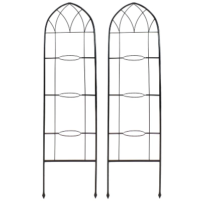 Sunnydaze Decor Sunnydaze 2-Piece Arched Climbing Plants Wall Trellis With Flower Pot Supports - Image 3