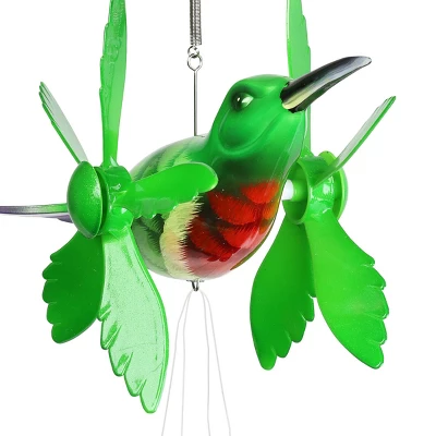 9.25" Metal And Plastic Hummingbird Spinning Wings Wind Chime - Exhart - Image 2