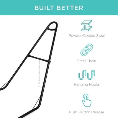 Best Choice Products Outdoor Adjustable Steel Hammock Stand For 9-14ft Hammocks W/ Hooks, Carrying Bag, 450lb Capacity - Image 2