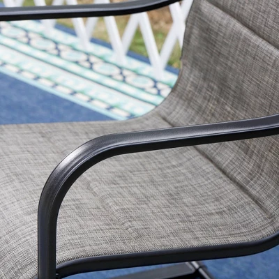 7pc Patio Set With Steel Table With 1.57" Umbrella Hole & Padded Sling C-Spring Arm Chairs - Captiva Designs - Image 14