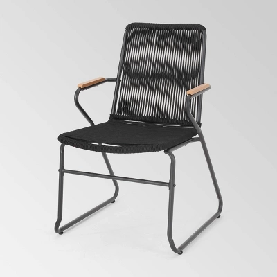 Moonstone 3pc Rope Weave Modern Chat Set - Black - Christopher Knight Home - Image 2