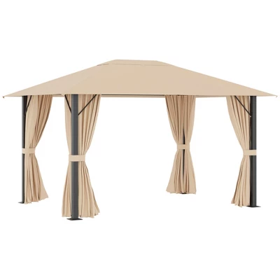 Outsunny 13' X 10' Patio Gazebo Outdoor Canopy Shelter With Sidewalls, Vented Roof, Aluminum Frame For Garden, Lawn, Backyard And Deck - Image 7