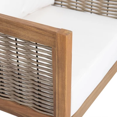 Burchett 2pk Outdoor Acacia Wood Club Chairs With Cushions - Teak/Brown/Beige - Christopher Knight Home - Image 7