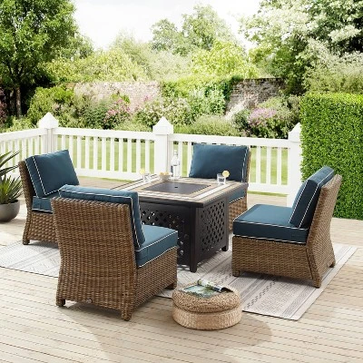 Bradenton 5pc Outdoor Wicker Armless Chair & Fire Table Set - Crosley - Image 3