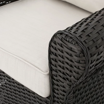 Acadia 3pc Wicker Rocker And MGO Gas Firepit Set - Dark Brown - Christopher Knight Home - Image 3